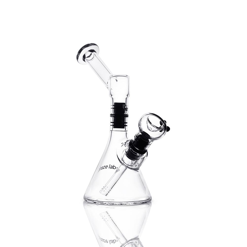 angled 45 degree clear borosilicate mouthpiece on magnetic water pipe angled image left